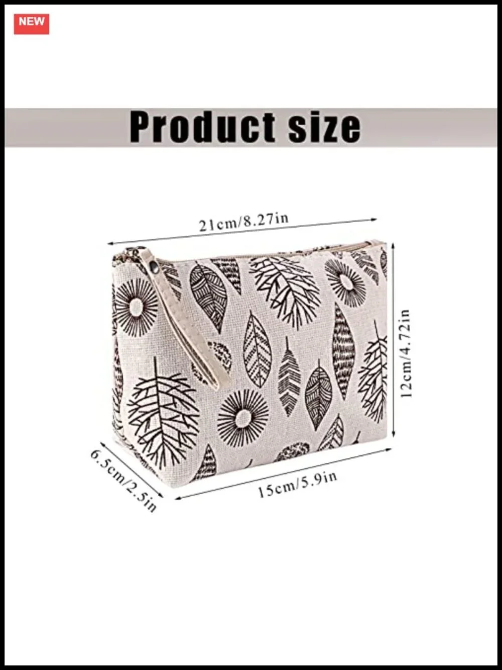 Set of 4 Canvas Cosmetic Bags with Zipper, Portable Travel Makeup Pouch